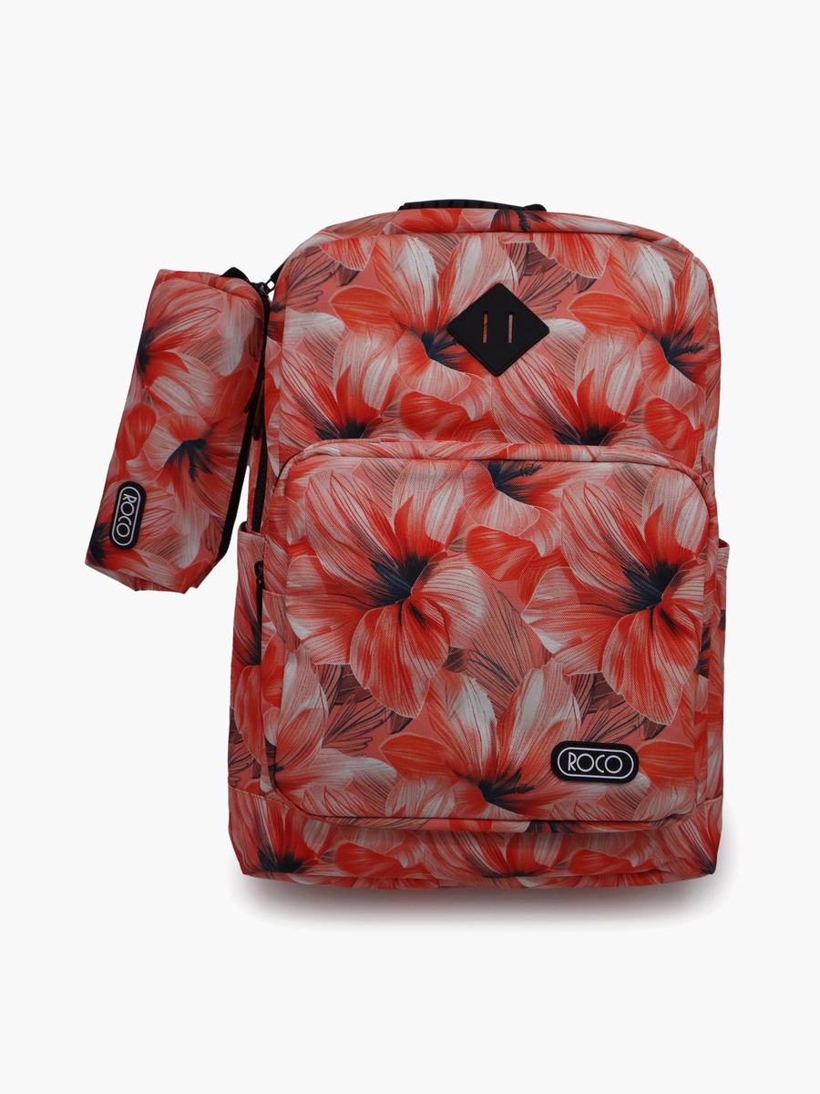 Floral 2-Piece School Backpack Set with Pencil Case - 17 Inch