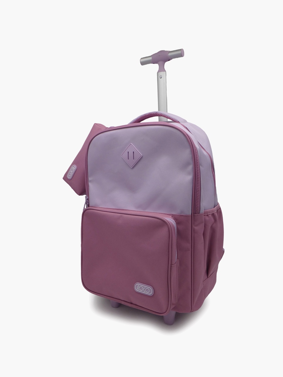 Plain 2-Piece School Trolley Bag Set with Pencil Case - 17 Inch