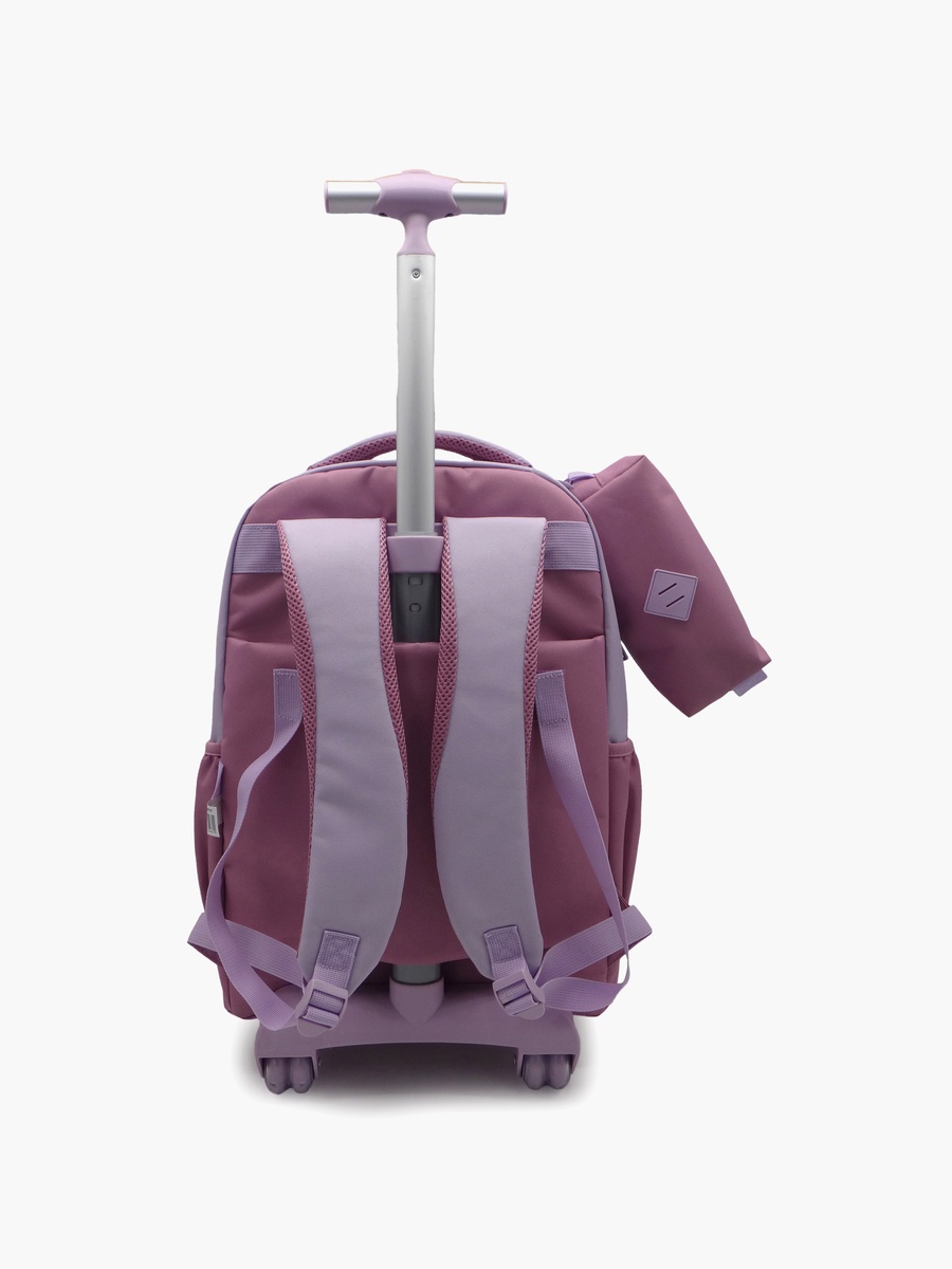 Plain 2-Piece School Trolley Bag Set with Pencil Case - 17 Inch