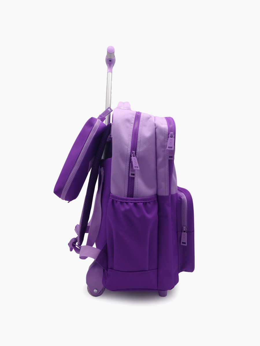 Plain 2-Piece School Trolley Bag Set with Pencil Case - 17 Inch