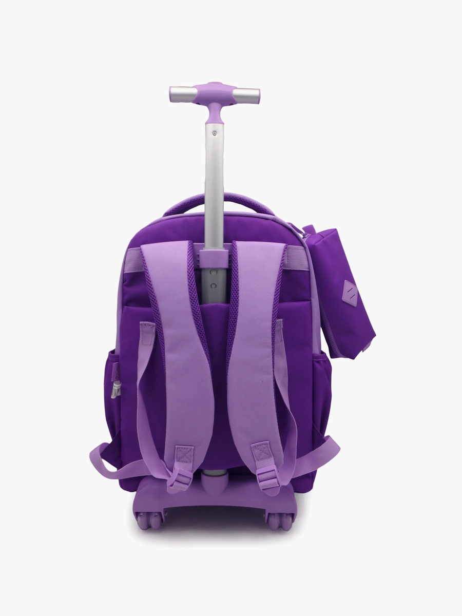 Plain 2-Piece School Trolley Bag Set with Pencil Case - 17 Inch