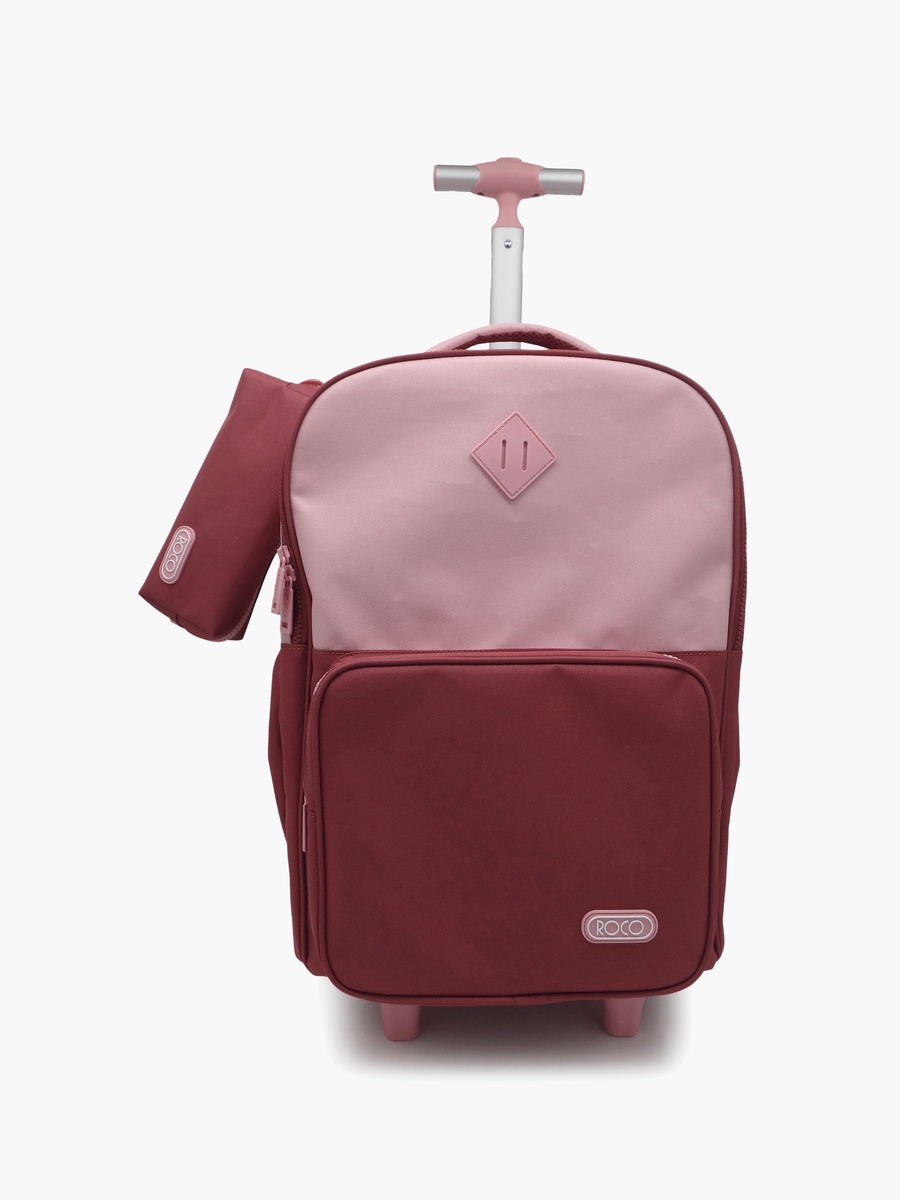 Plain 2-Piece School Trolley Bag Set with Pencil Case - 17 Inch