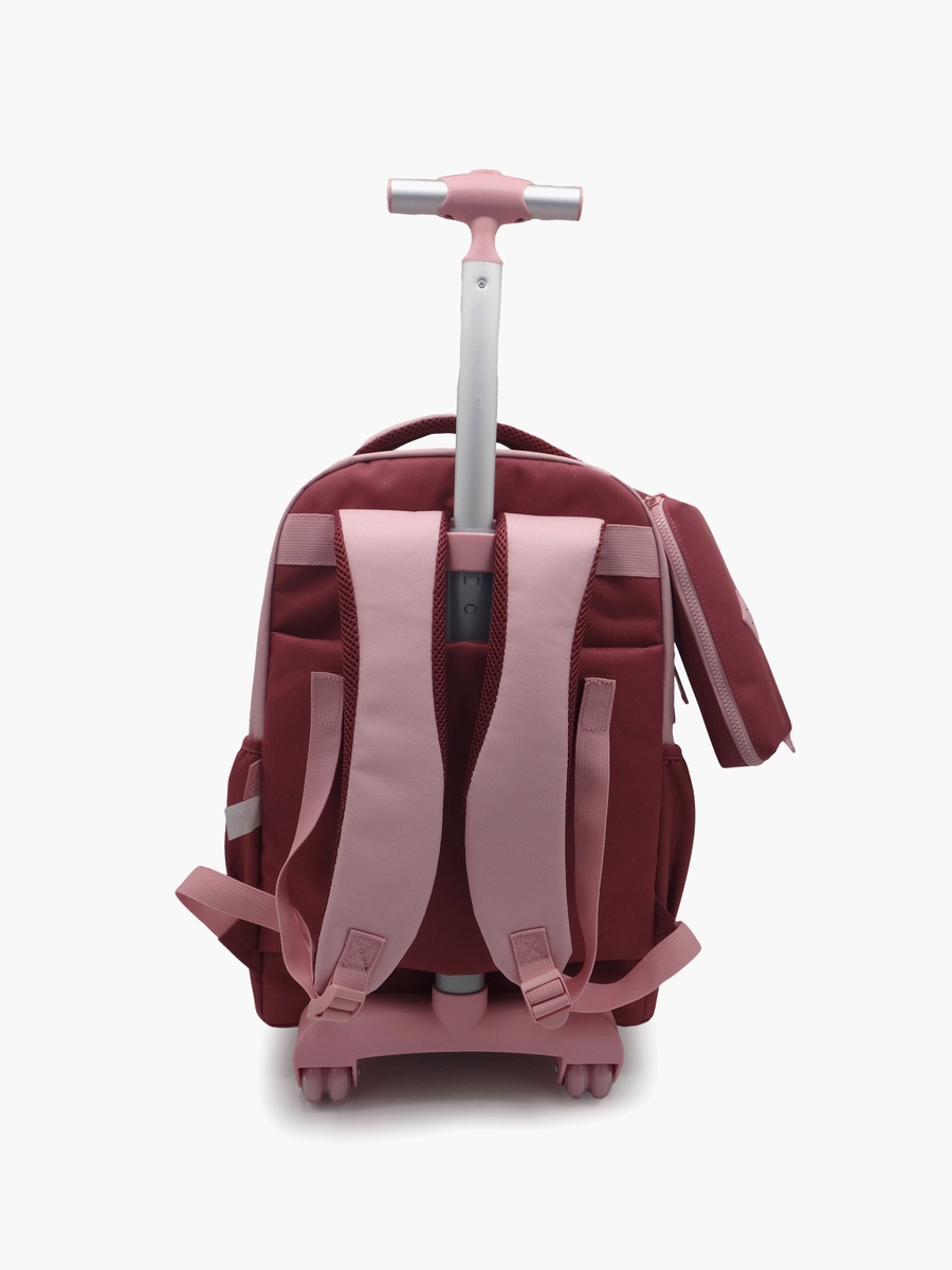 Plain 2-Piece School Trolley Bag Set with Pencil Case - 17 Inch