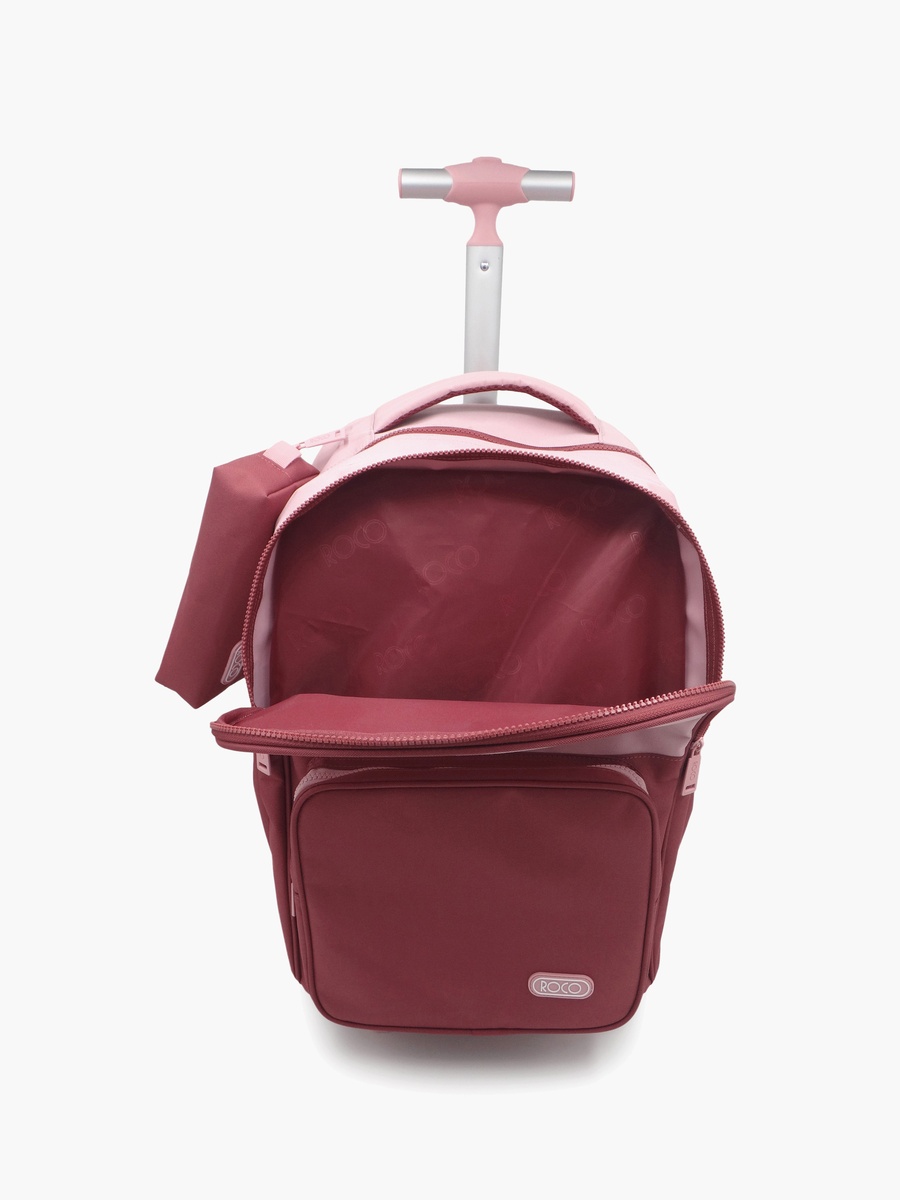 Plain 2-Piece School Trolley Bag Set with Pencil Case - 17 Inch
