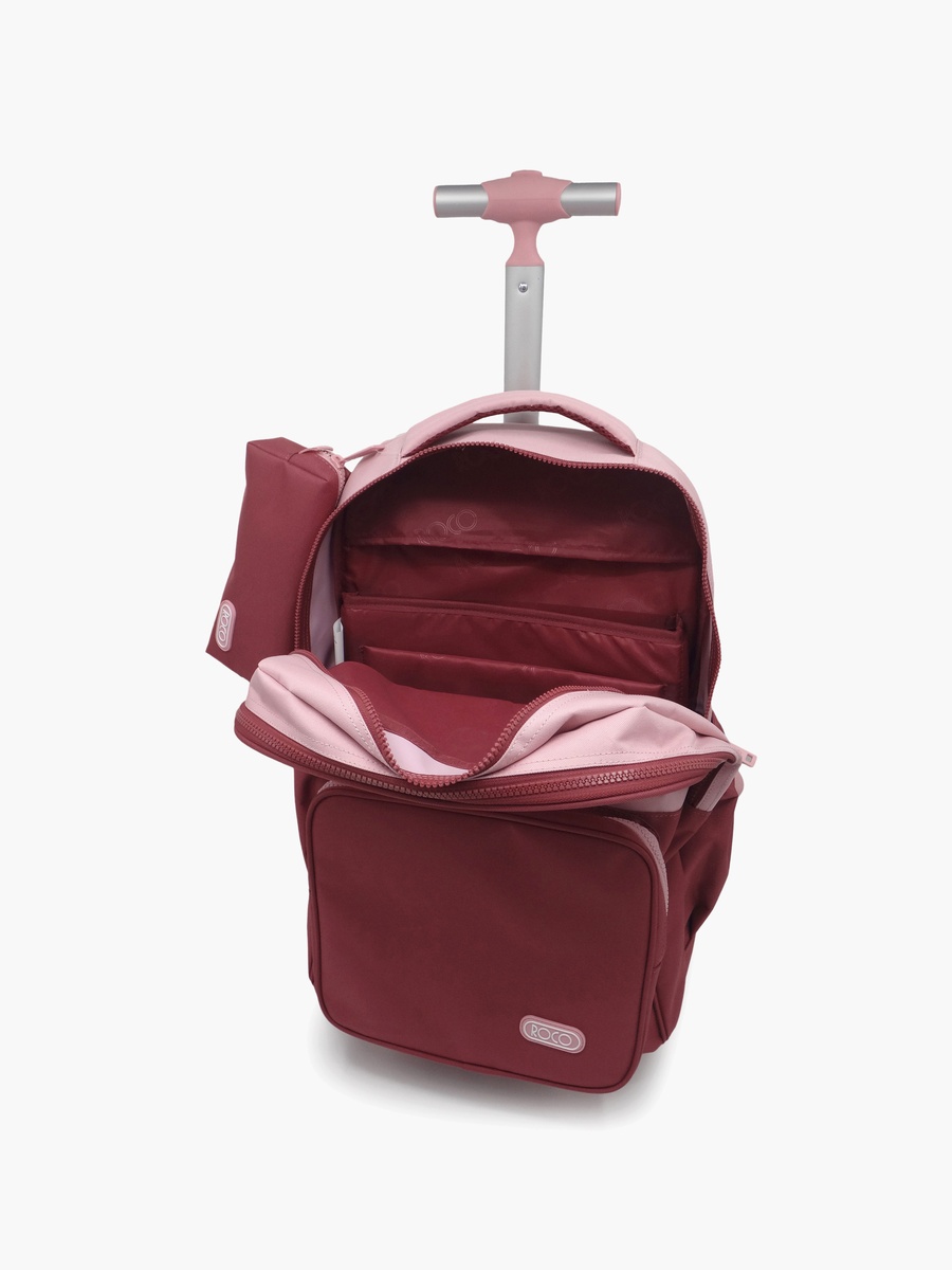 Plain 2-Piece School Trolley Bag Set with Pencil Case - 17 Inch