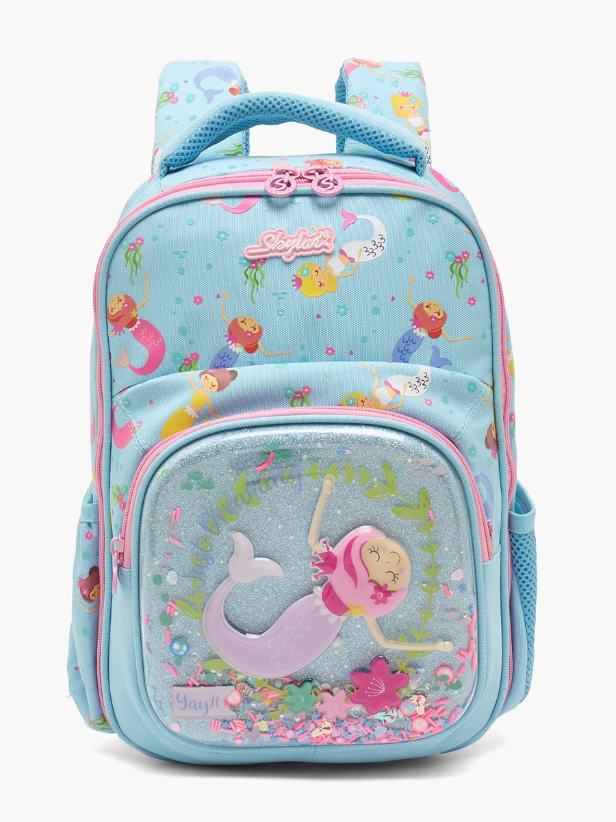 Mermaid Print Backpack with Laptop Compartment - 14 inches