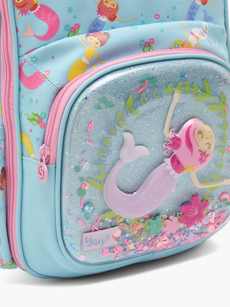 Mermaid Print Backpack with Laptop Compartment - 14 inches