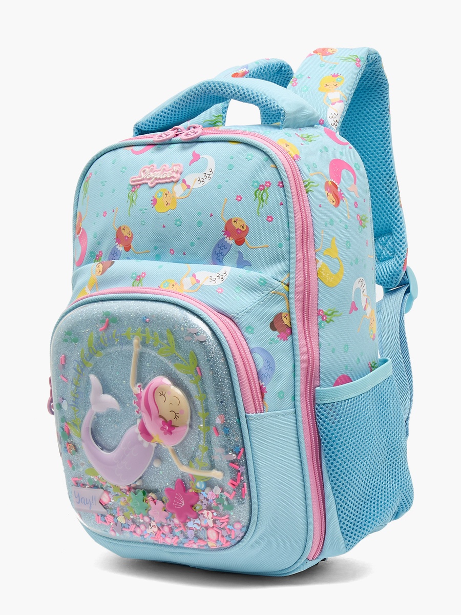 Mermaid Print Backpack with Laptop Compartment - 14 inches
