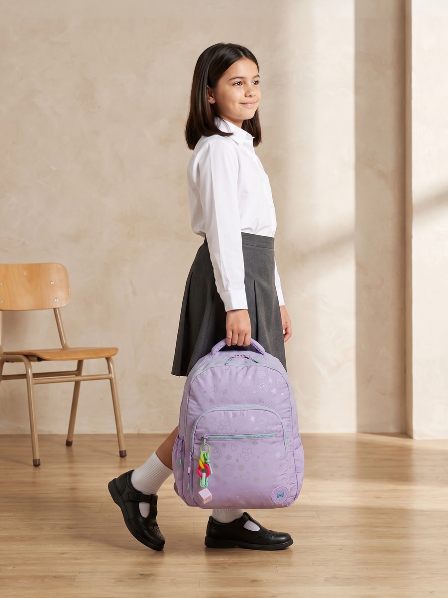 Smiley Print Backpack with Adjustable Straps - 17 inches