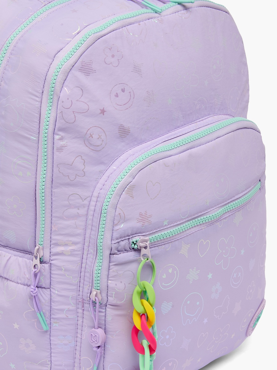Smiley Print Backpack with Adjustable Straps - 17 inches