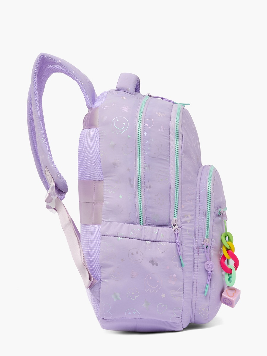 Smiley Print Backpack with Adjustable Straps - 17 inches