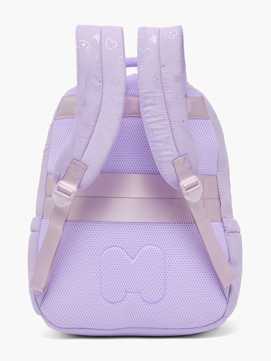 Smiley Print Backpack with Adjustable Straps - 17 inches
