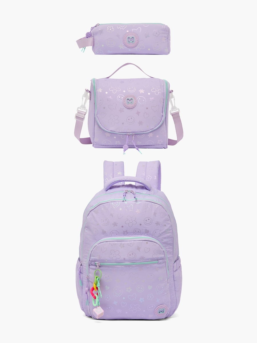 Smiley Print Backpack with Adjustable Straps - 17 inches