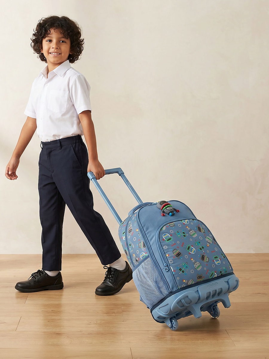 Robot Print Trolley Bag with Retractable Handle - 17 inches