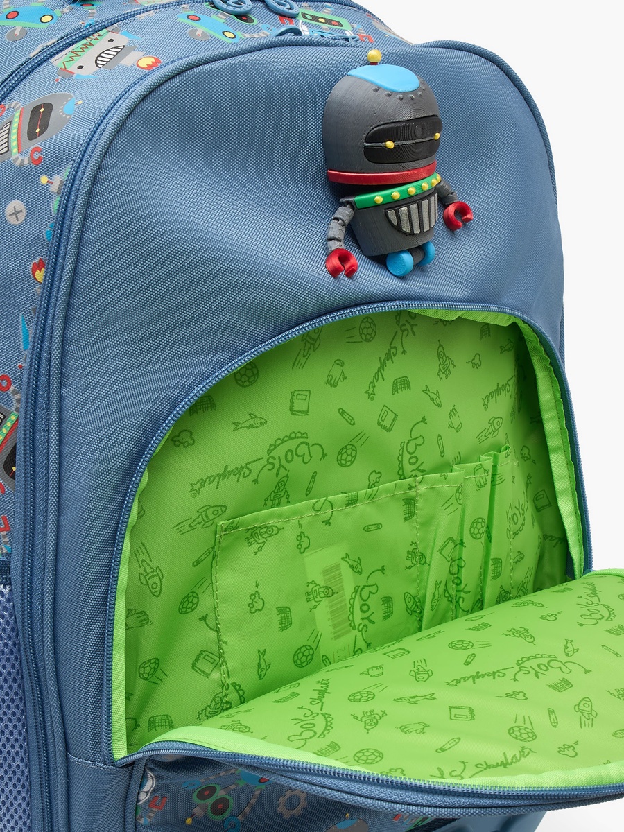 Robot Print Trolley Bag with Retractable Handle - 17 inches