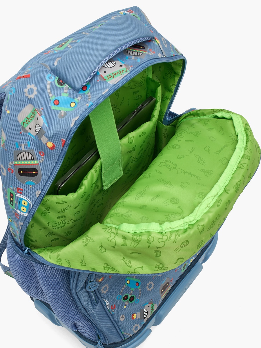 Robot Print Trolley Bag with Retractable Handle - 17 inches