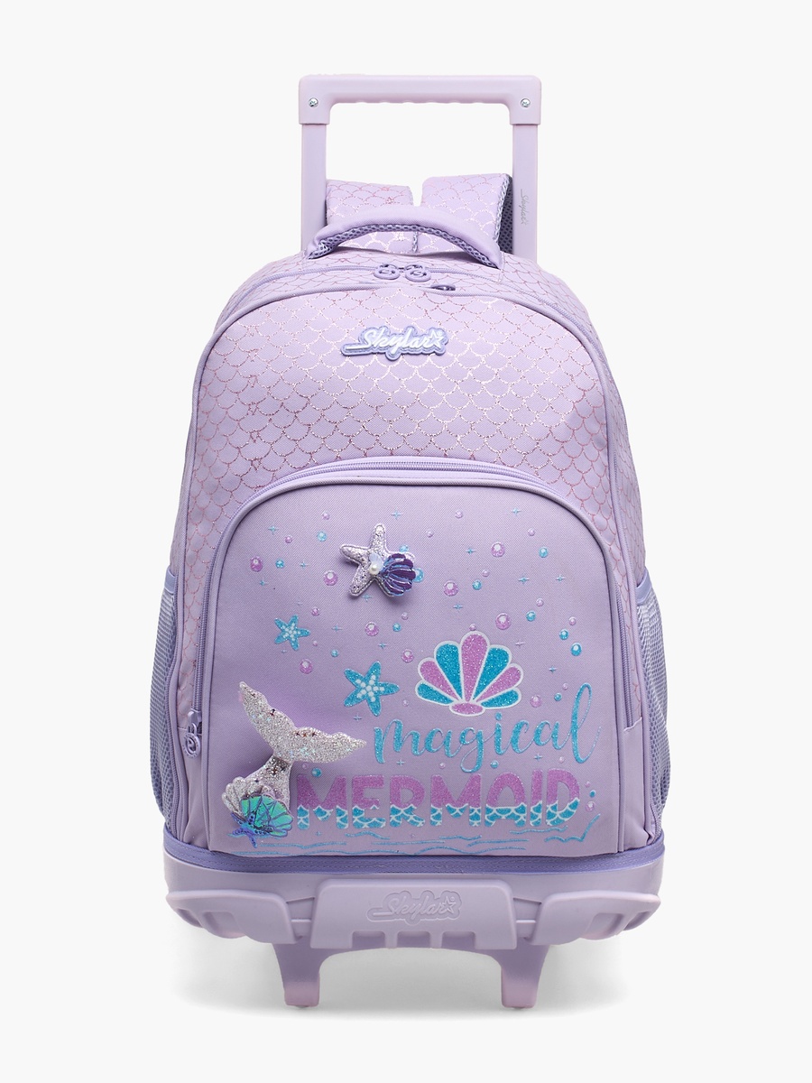 Mermaid Print Trolley Bag with Retractable Handle - 17 inches