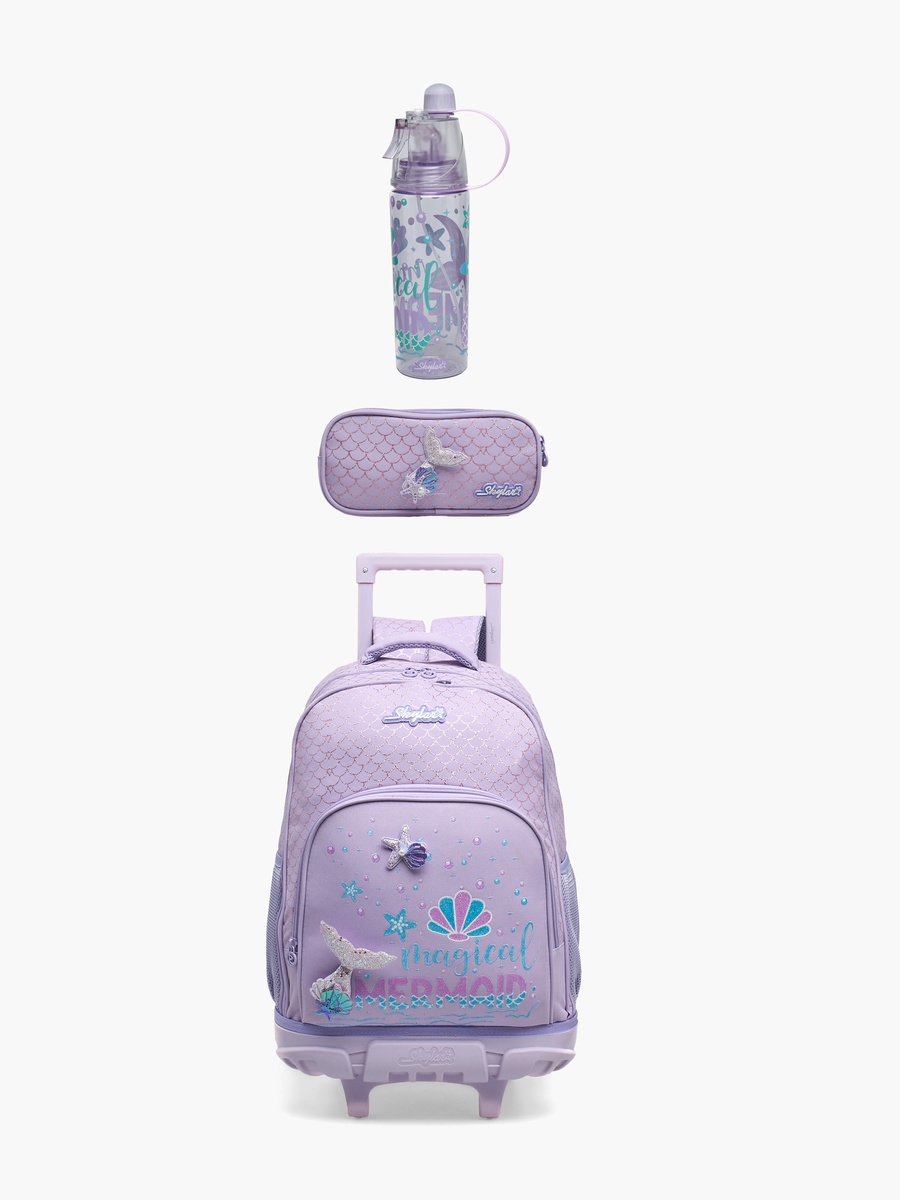 Mermaid Print Trolley Bag with Retractable Handle - 17 inches
