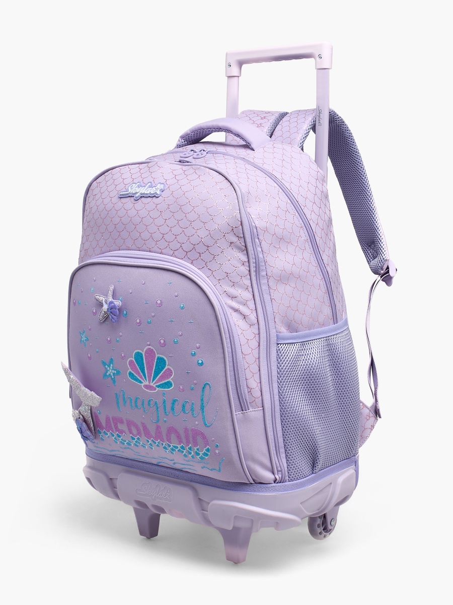 Mermaid Print Trolley Bag with Retractable Handle - 17 inches