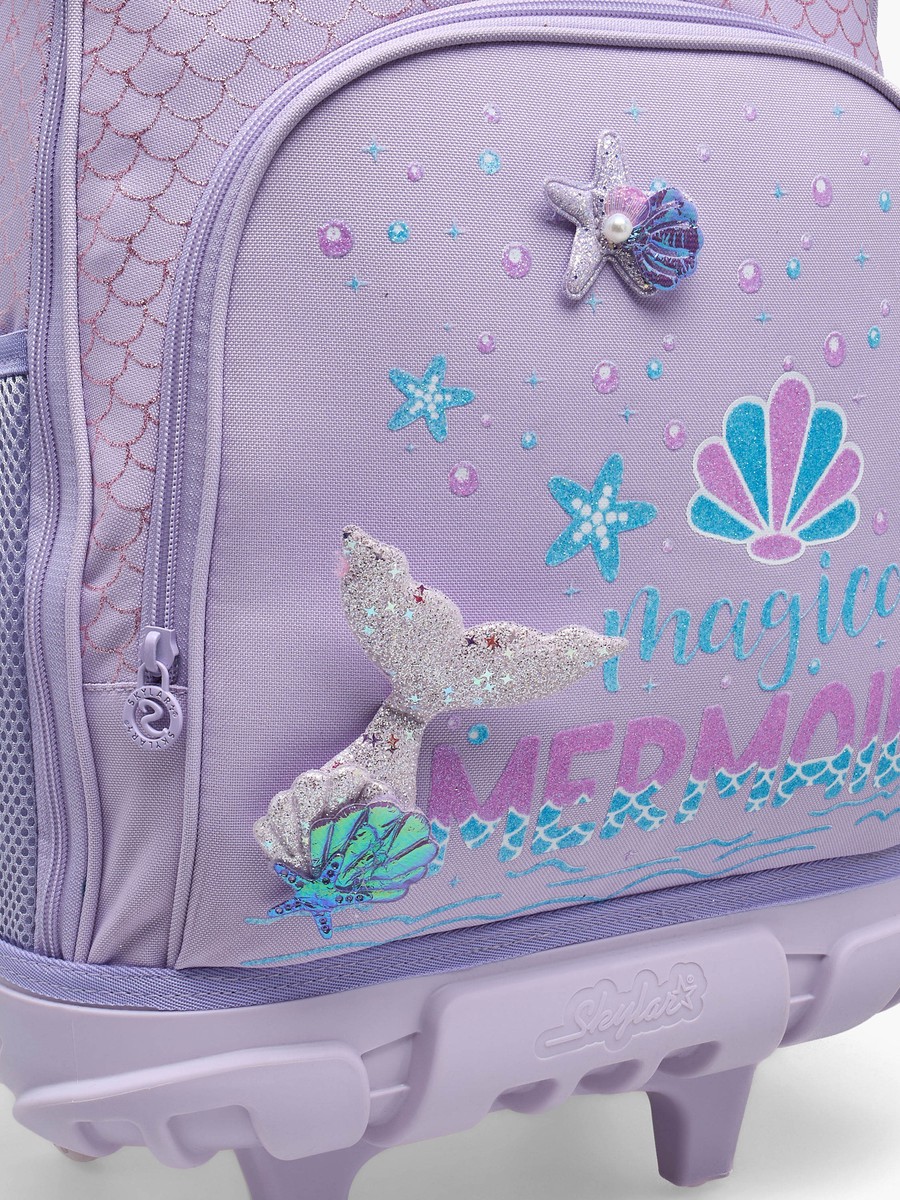 Mermaid Print Trolley Bag with Retractable Handle - 17 inches