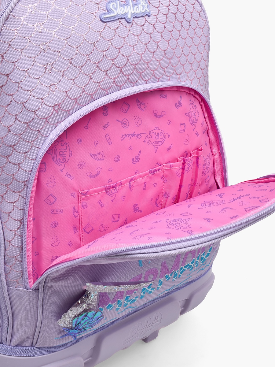 Mermaid Print Trolley Bag with Retractable Handle - 17 inches