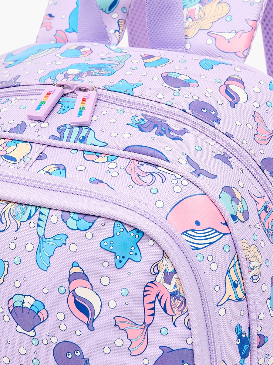 Mermaid Print Backpack with Adjustable Shoulder Straps - 17 inches