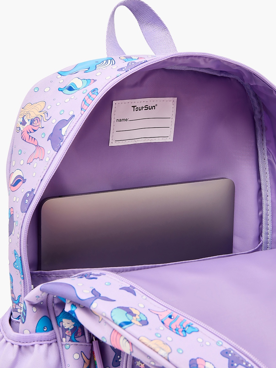 Mermaid Print Backpack with Adjustable Shoulder Straps - 17 inches