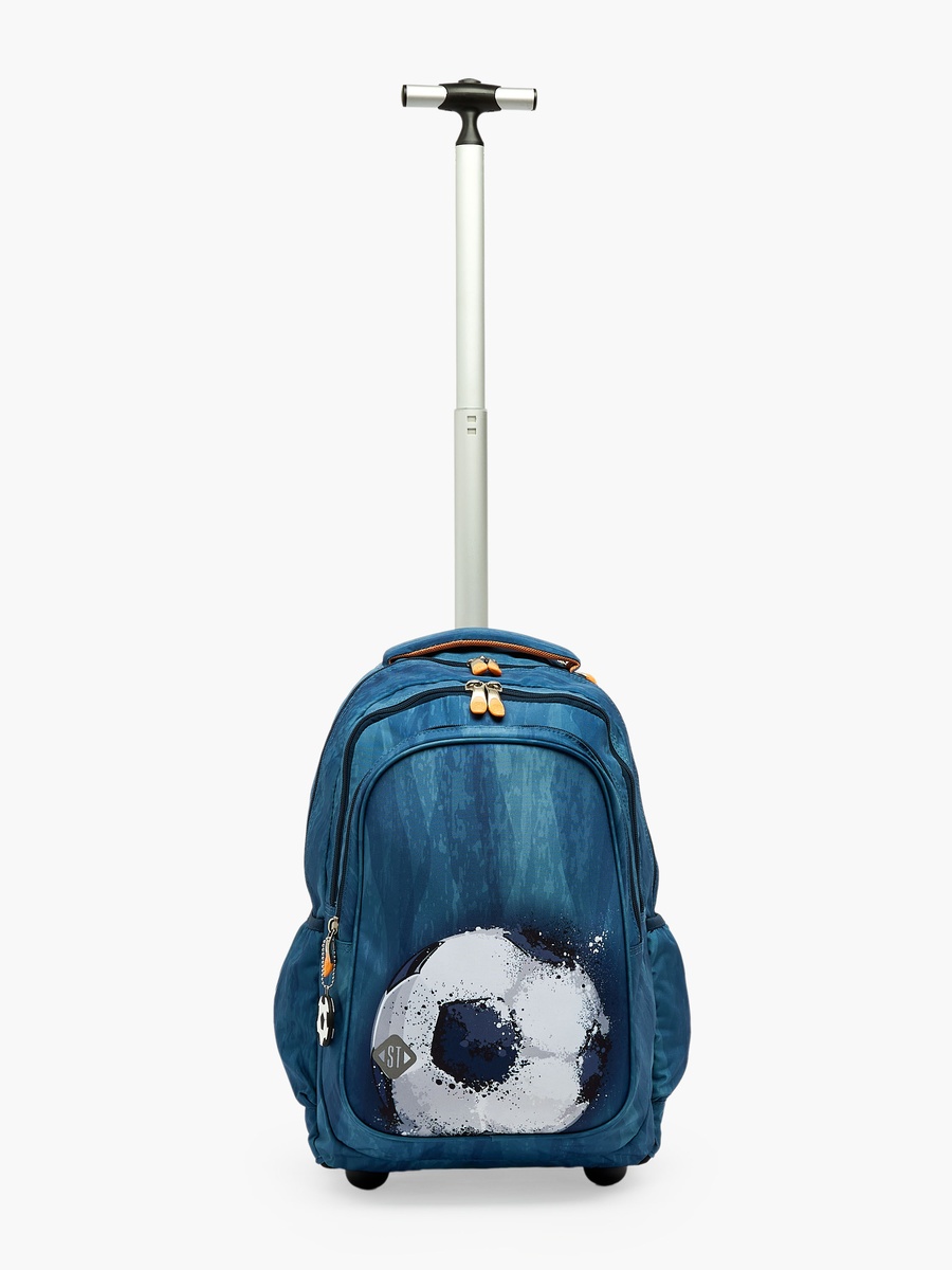 Football Print Trolley Bag with Water Bottle Pocket - 18 inches