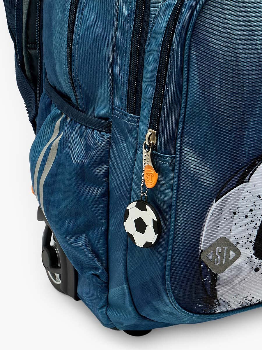 Football Print Trolley Bag with Water Bottle Pocket - 18 inches
