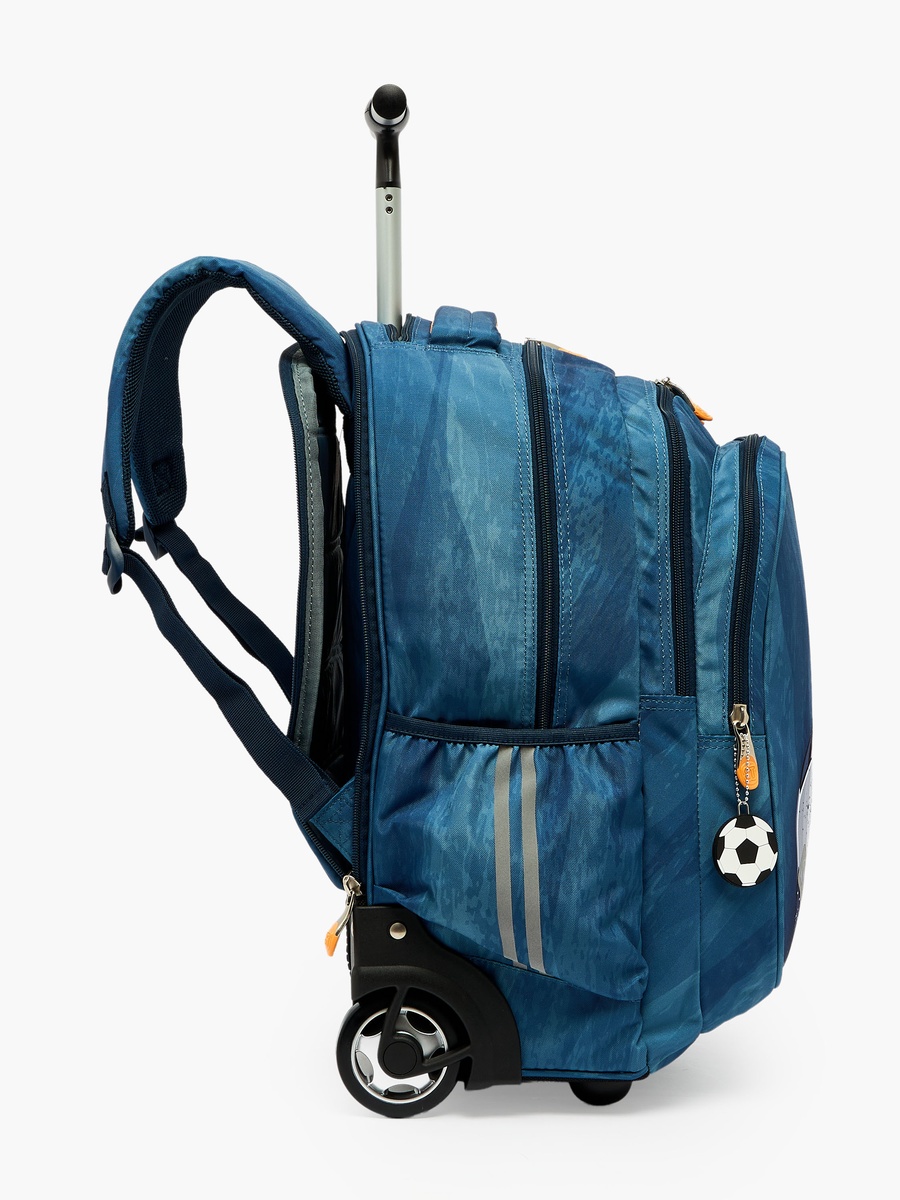 Football Print Trolley Bag with Water Bottle Pocket - 18 inches
