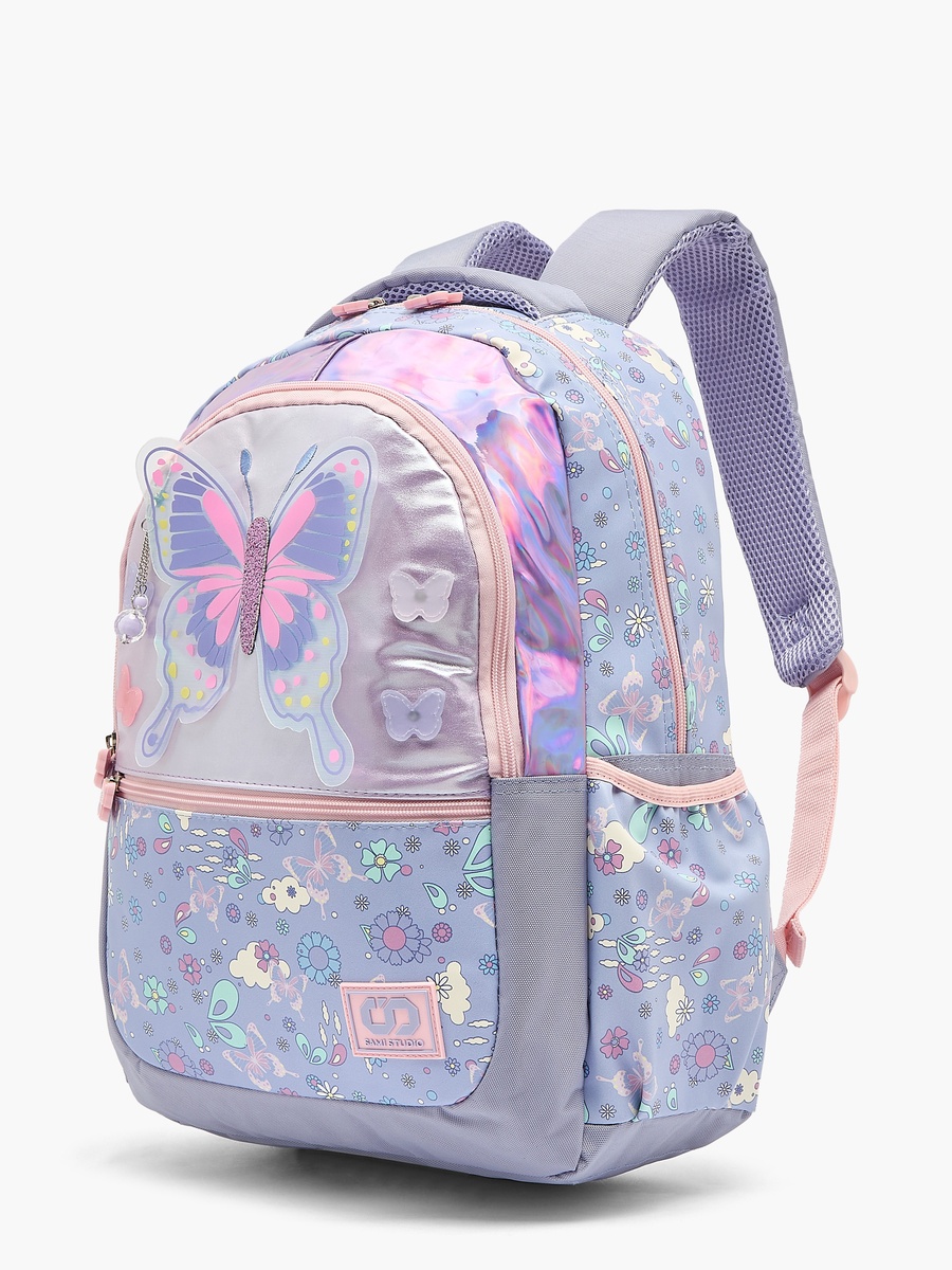 Butterfly Print Backpack with Padded Shoulder Strap - 17 inches