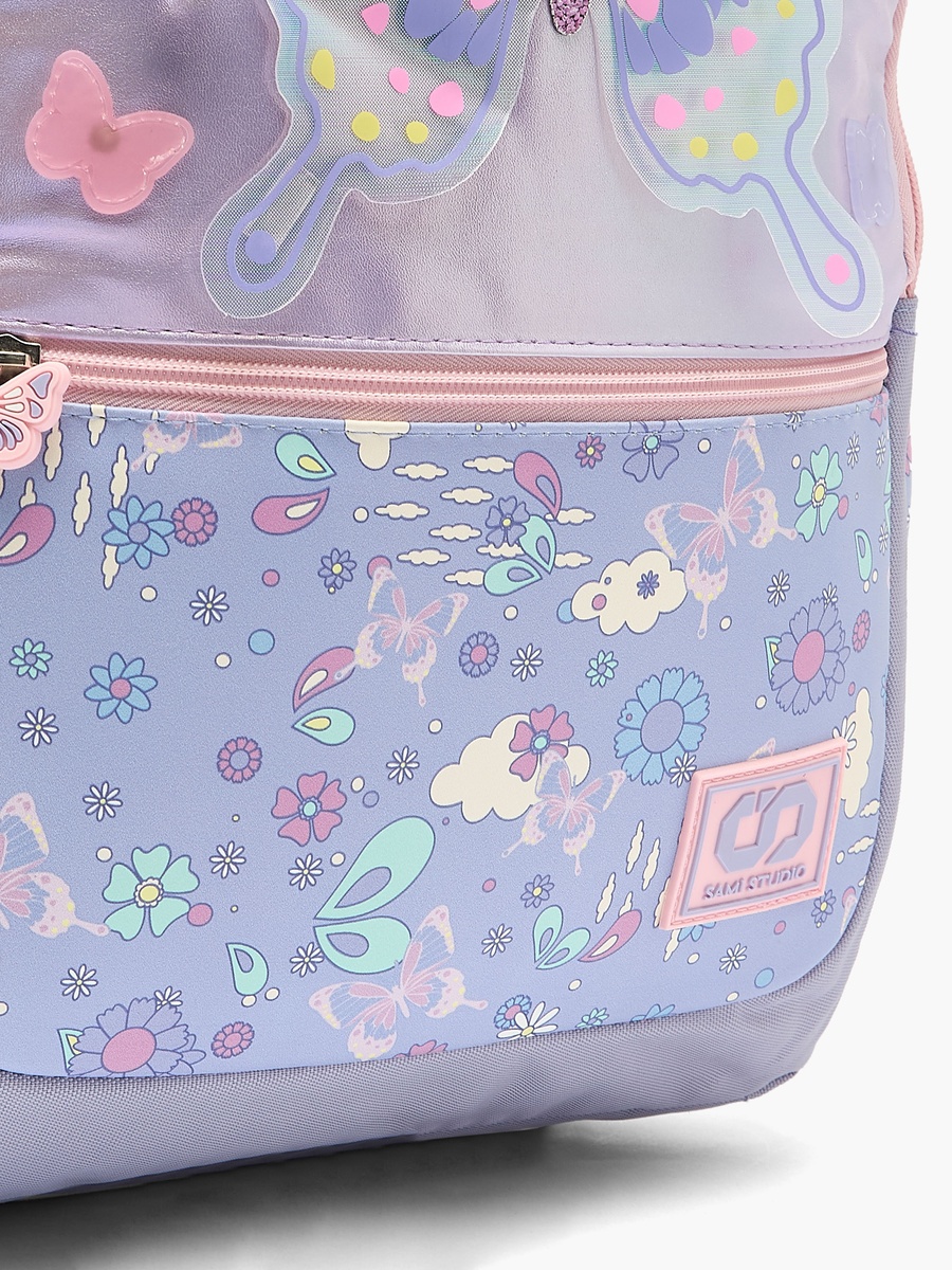 Butterfly Print Backpack with Padded Shoulder Strap - 17 inches
