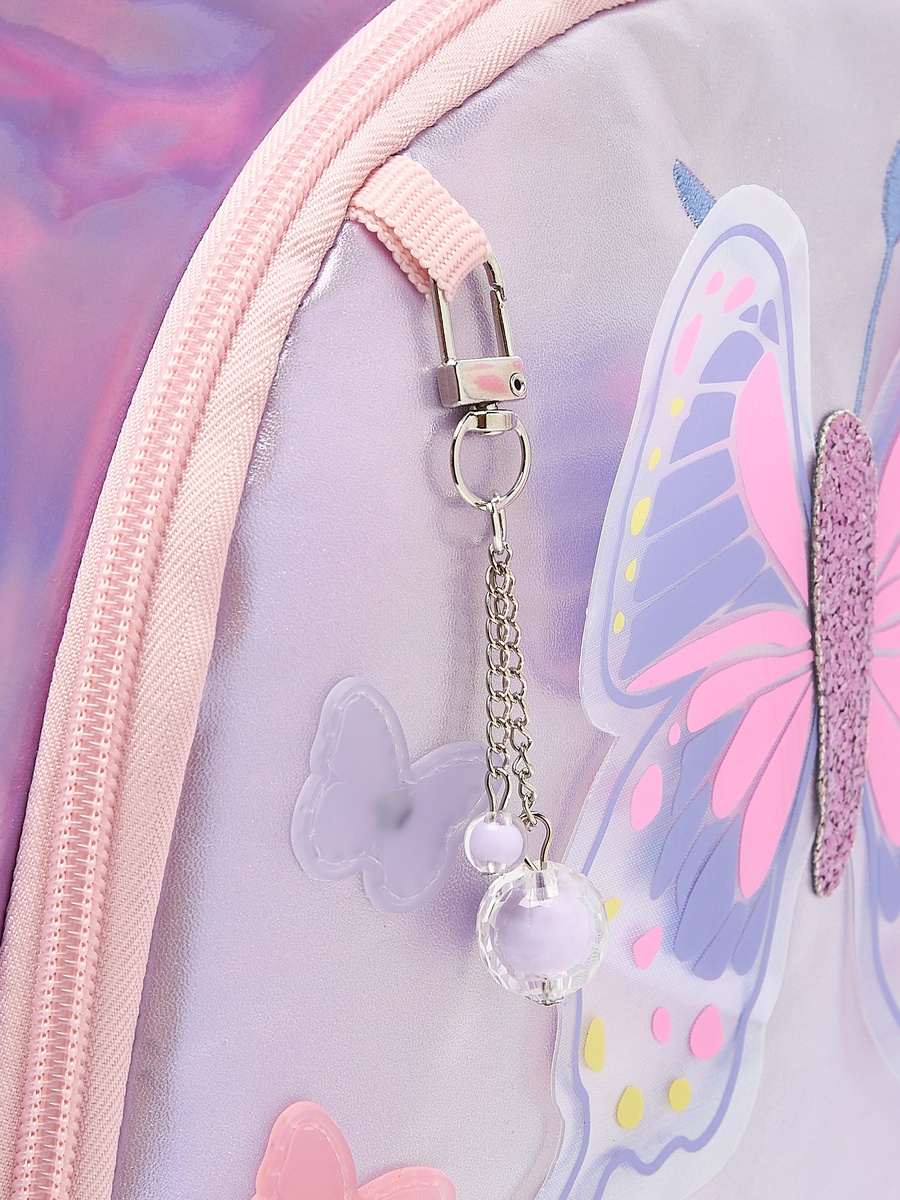Butterfly Print Backpack with Padded Shoulder Strap - 17 inches
