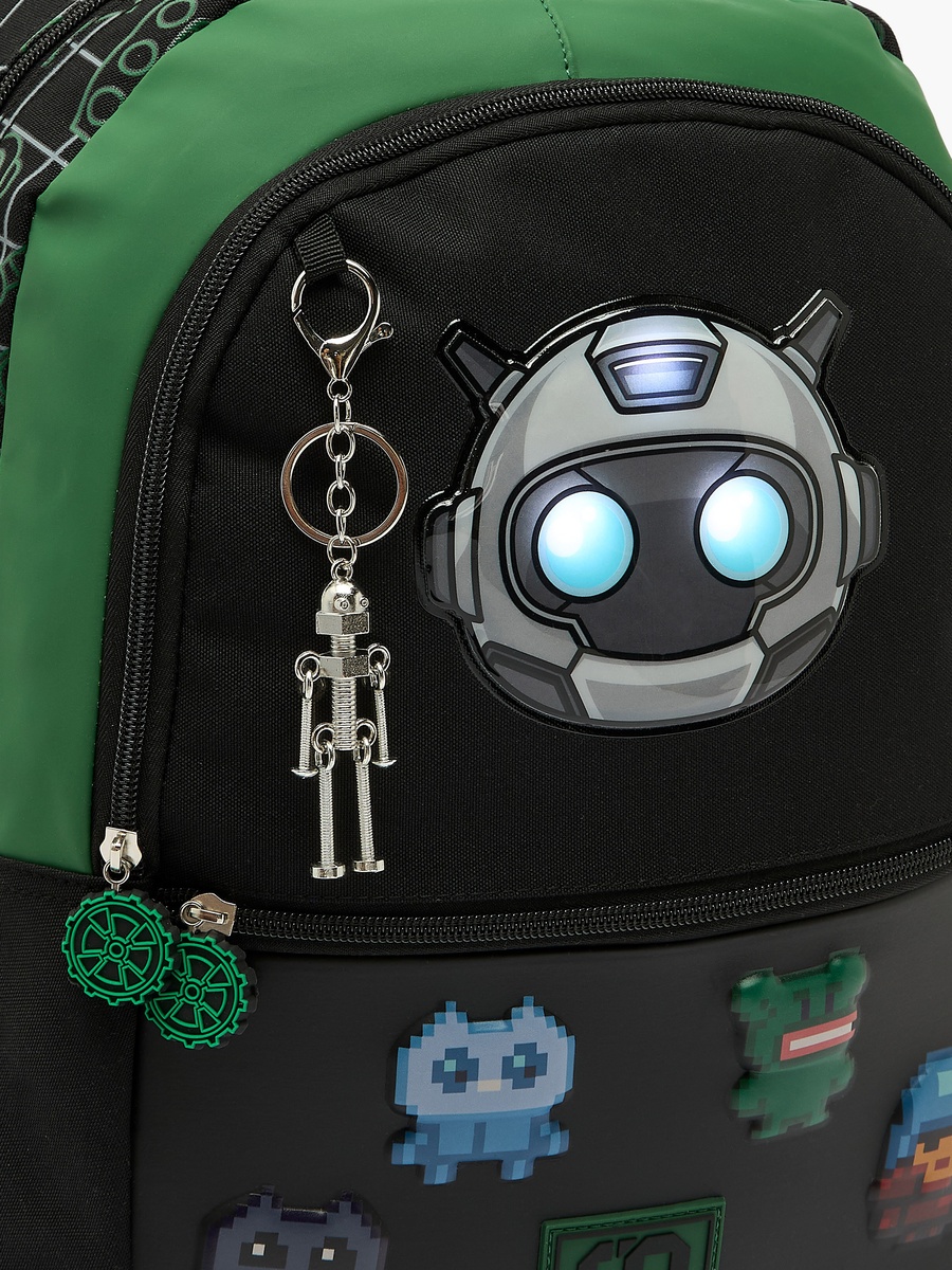 Robot Print Backpack with keychain