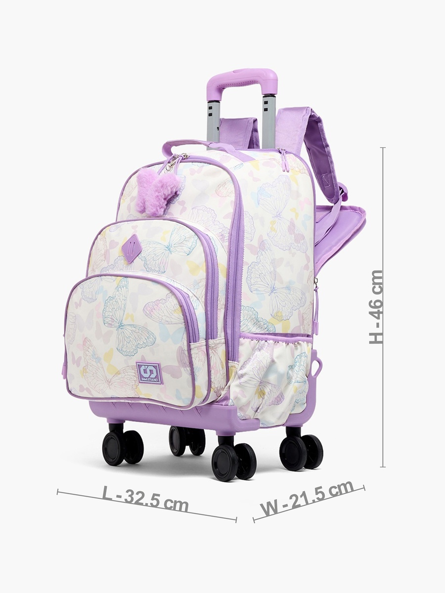 Butterfly Print Trolley Bag with Padded Straps -18 inches