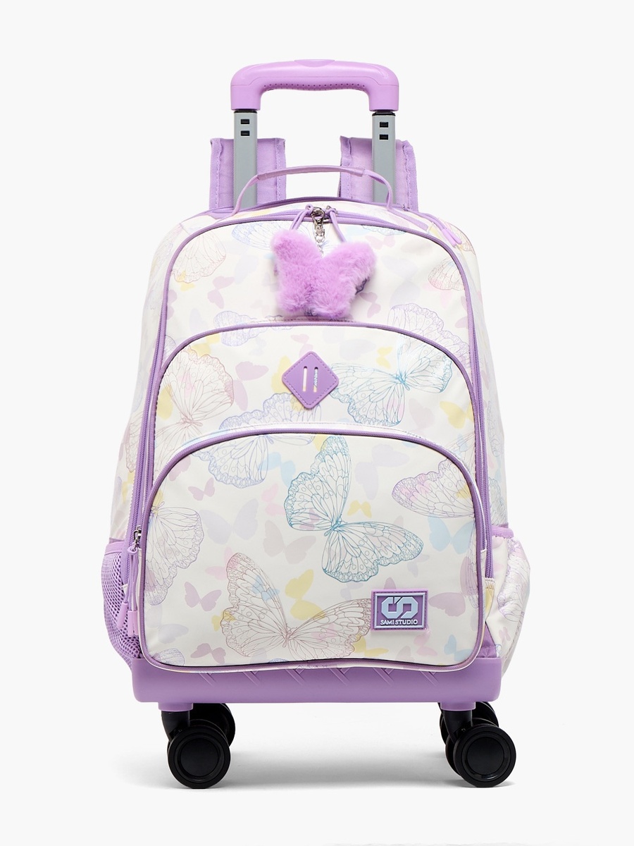 Butterfly Print Trolley Bag with Padded Straps -18 inches