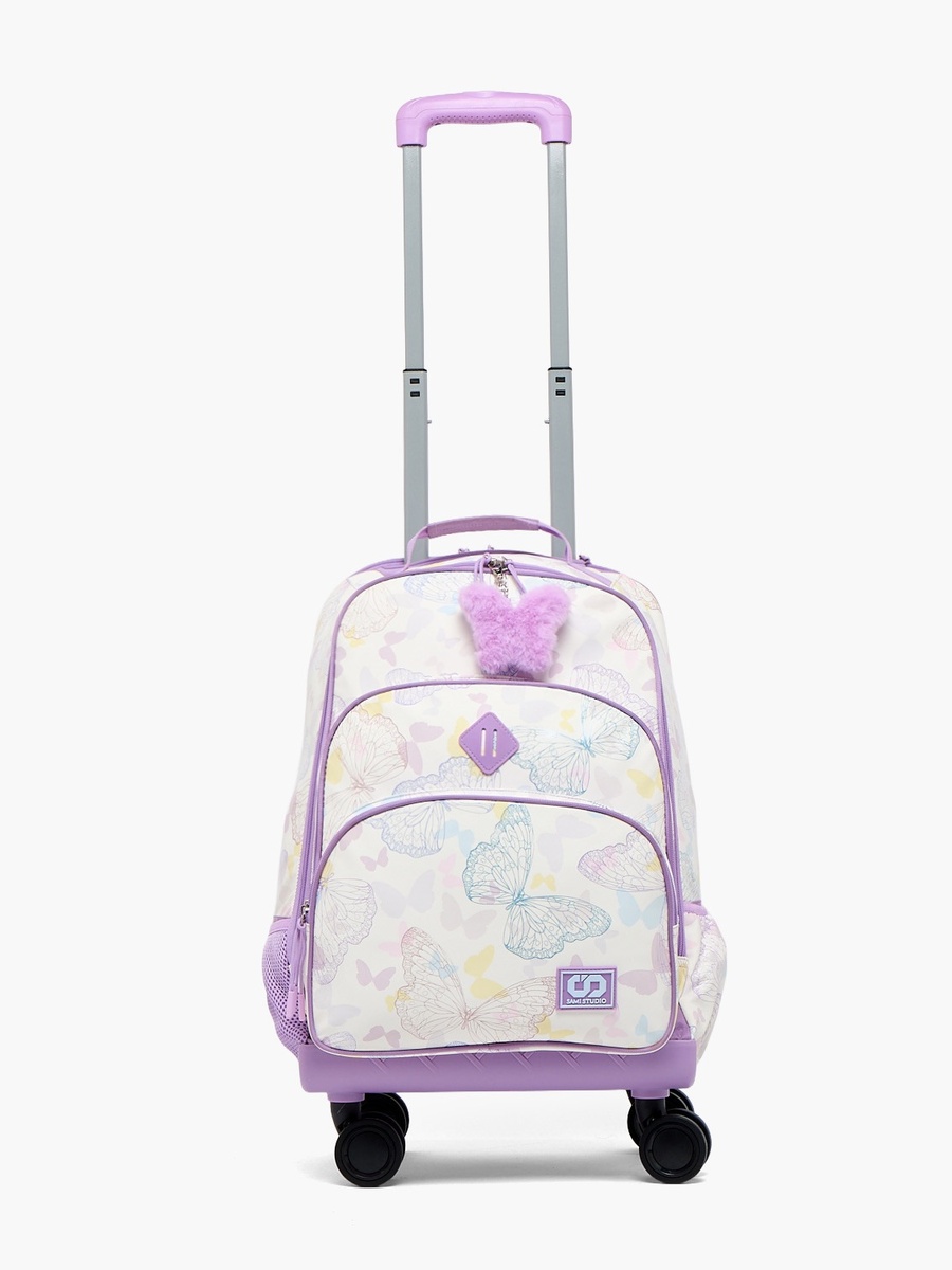 Butterfly Print Trolley Bag with Padded Straps -18 inches