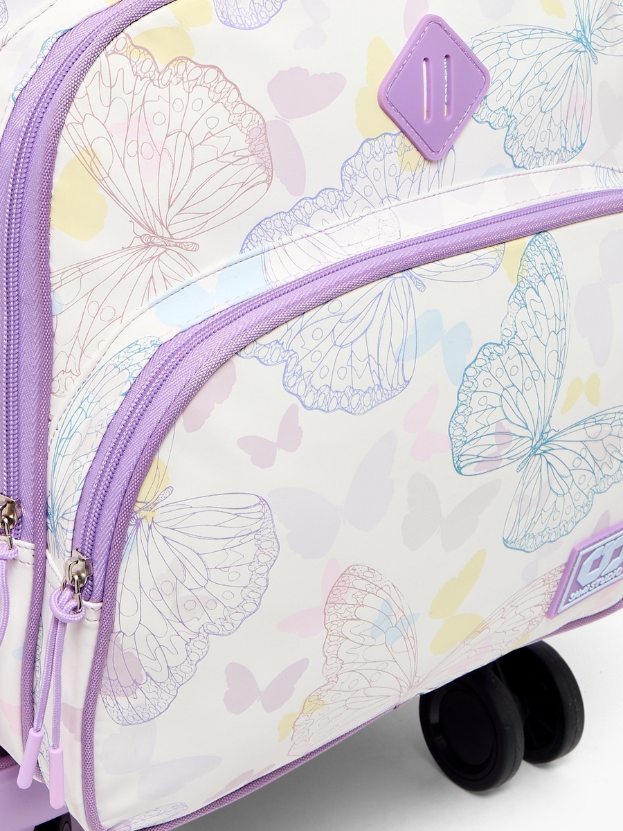 Butterfly Print Trolley Bag with Padded Straps -18 inches