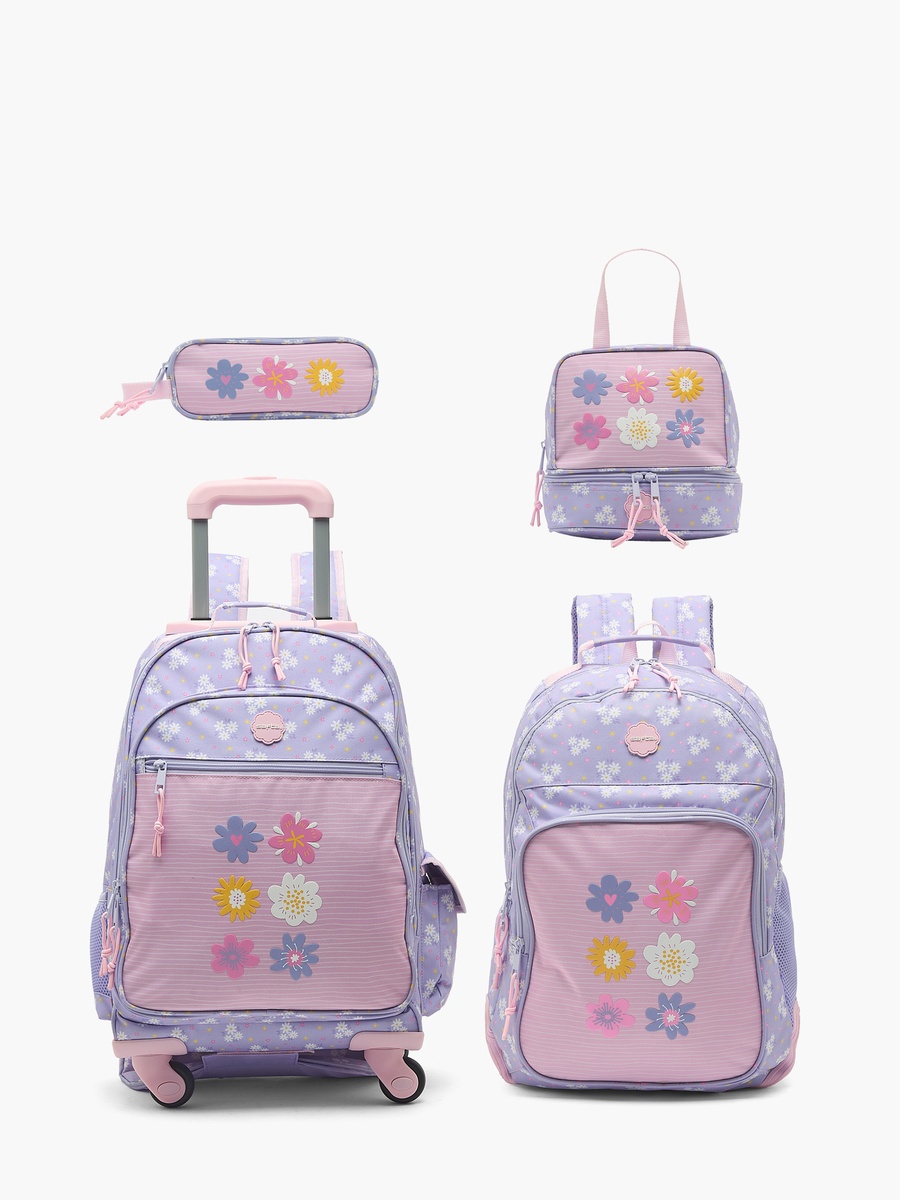 Floral Print Backpack with Adjustable Shoulder Straps - 17 inches