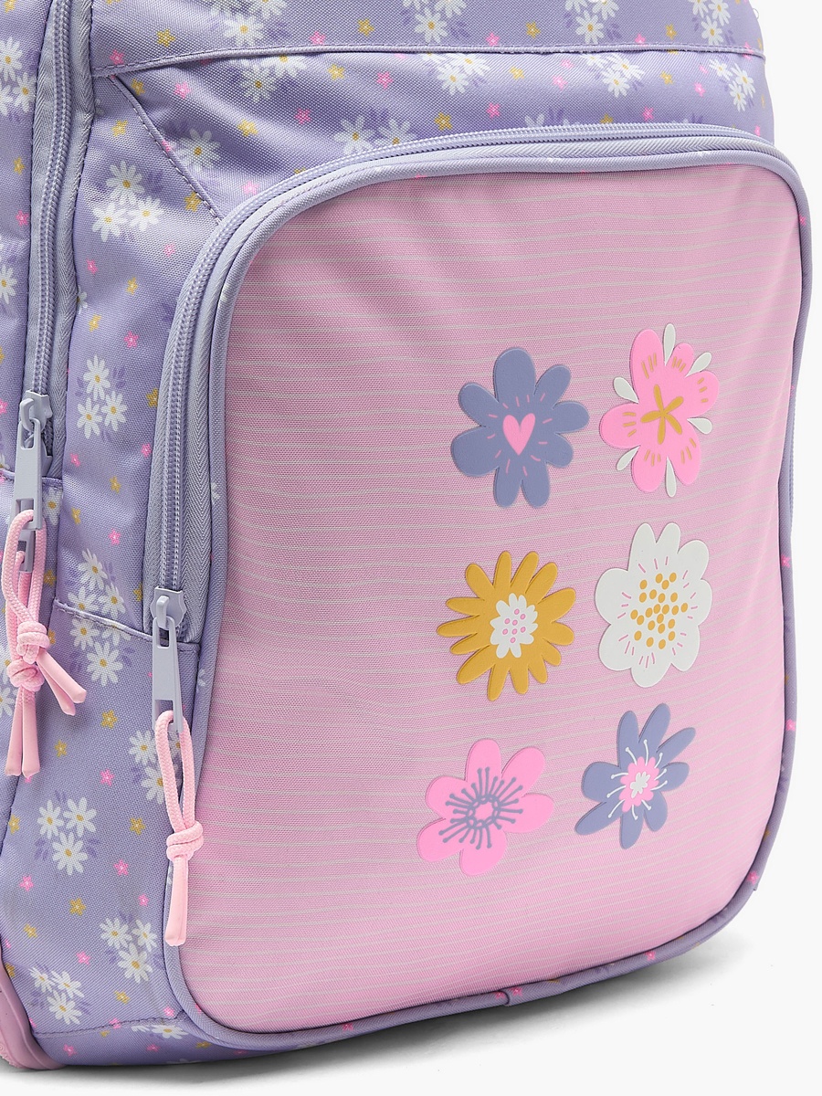 Floral Print Backpack with Adjustable Shoulder Straps - 17 inches