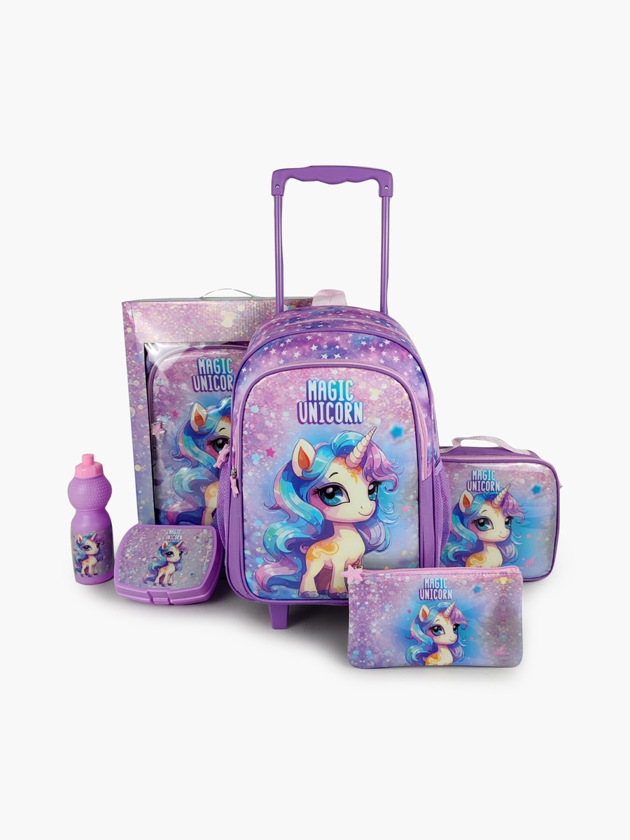 Unicorn 5-Piece School Trolley Backpack Set - 15 Inch