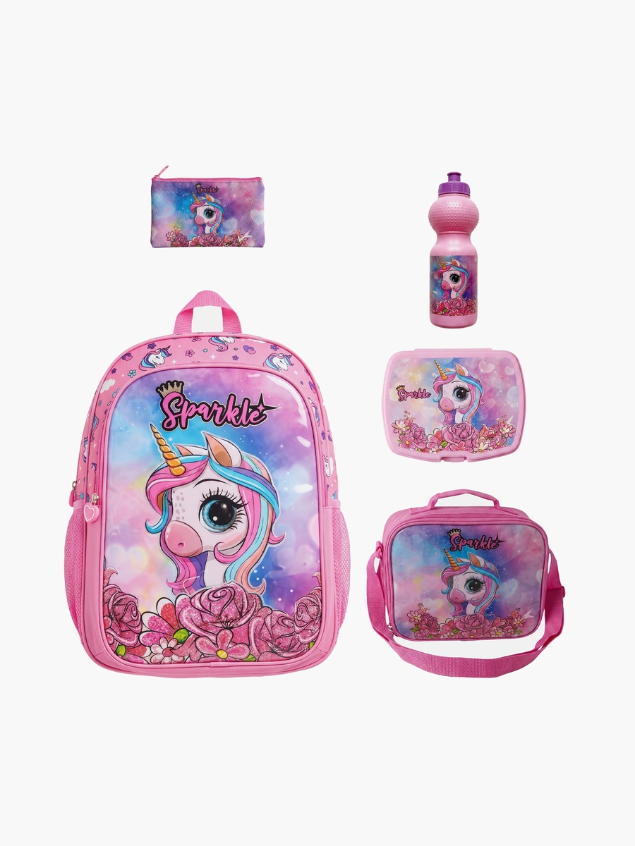 Unicorn 5-Piece School Backpack Set with Lunch Bag - 15 Inch
