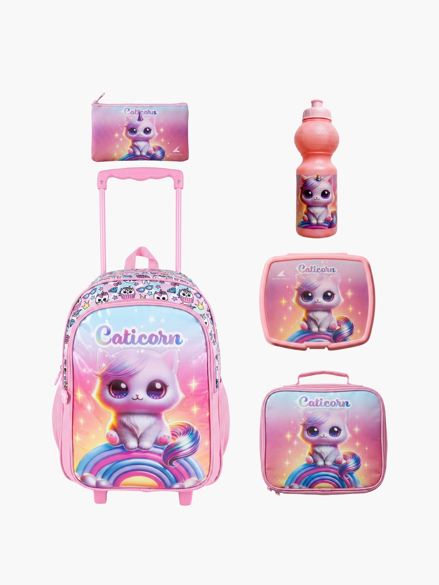 Cat Caticorn 5-Piece School Trolley Backpack Set - 15 Inch