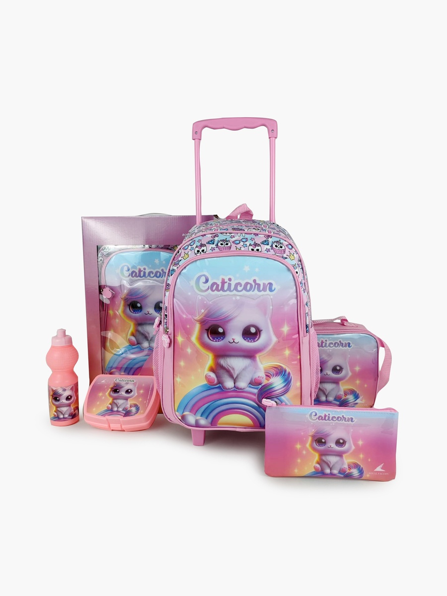 Cat Caticorn 5-Piece School Trolley Backpack Set - 15 Inch