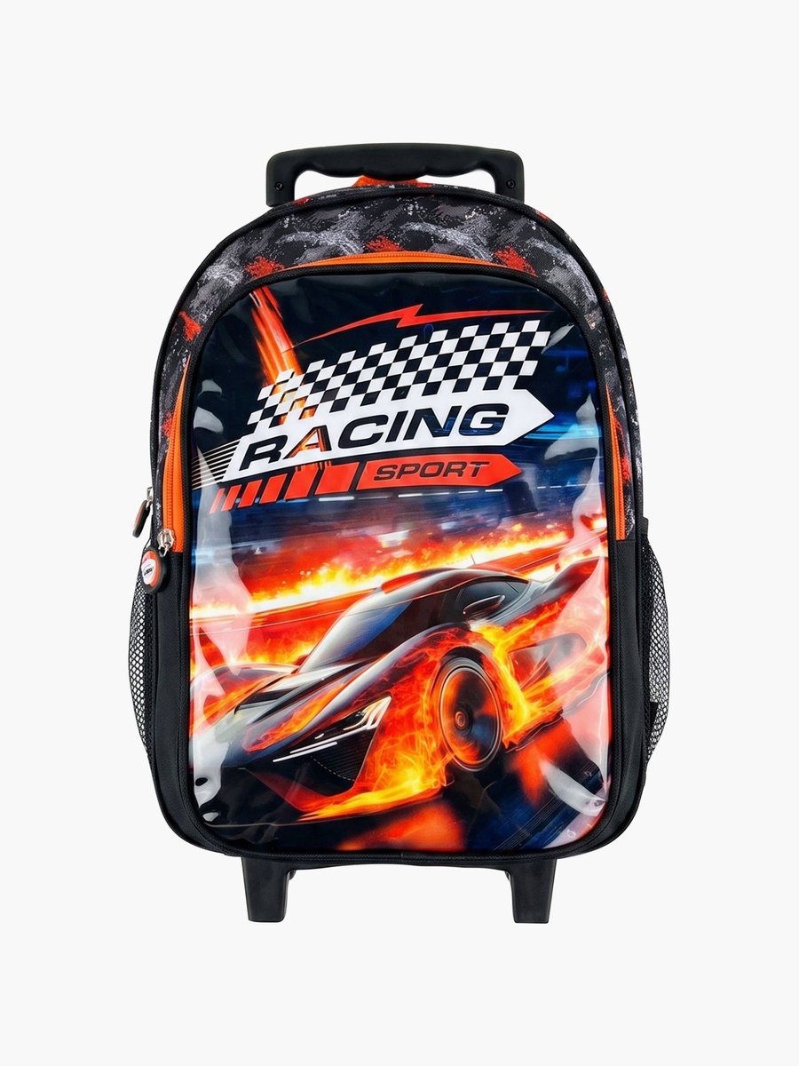 Car Racing 5-Piece School Trolley Backpack Set - 15 Inch