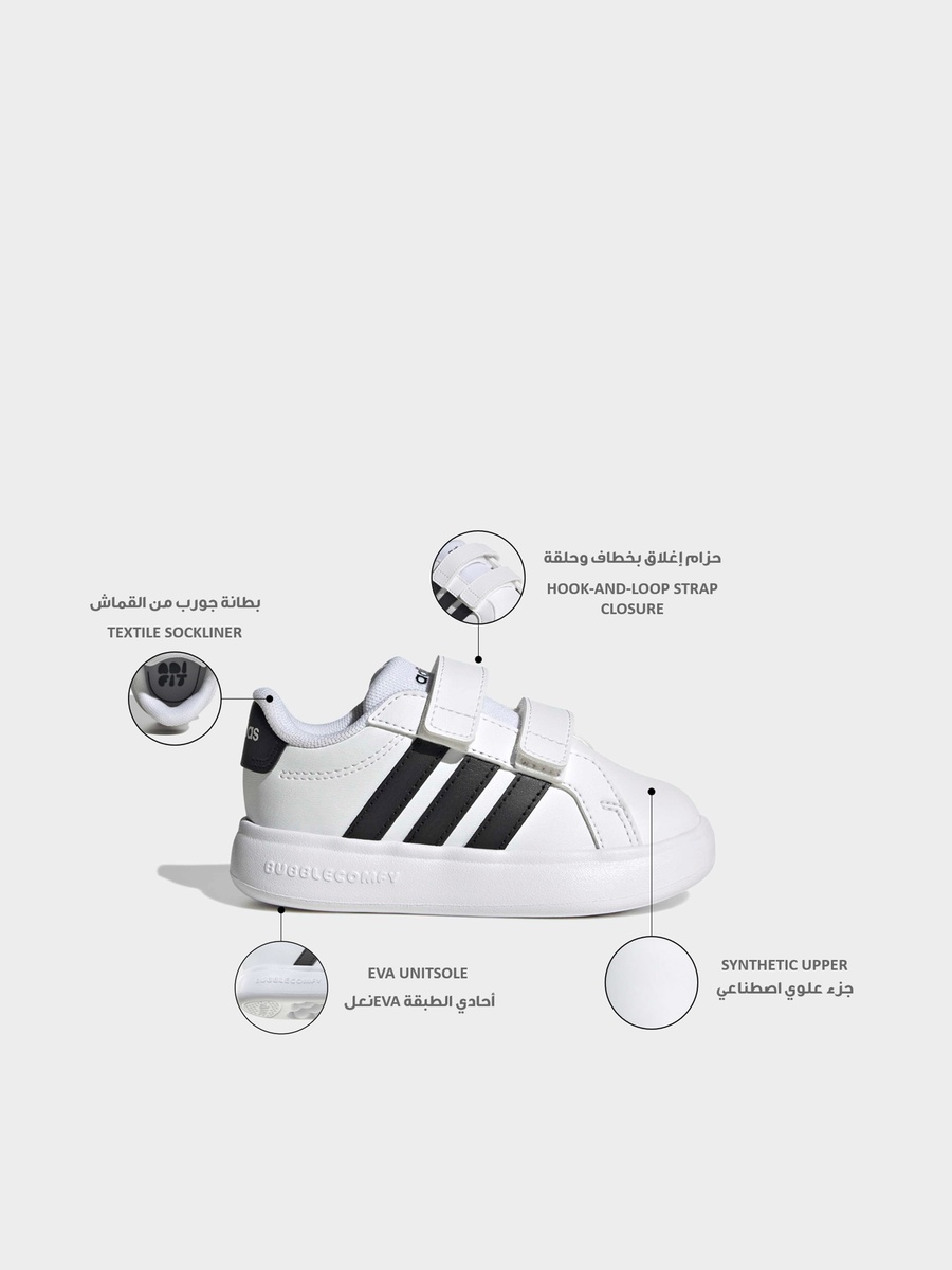 Boys Grand Court 3.0 Hook and Loop Ankle Sneakers