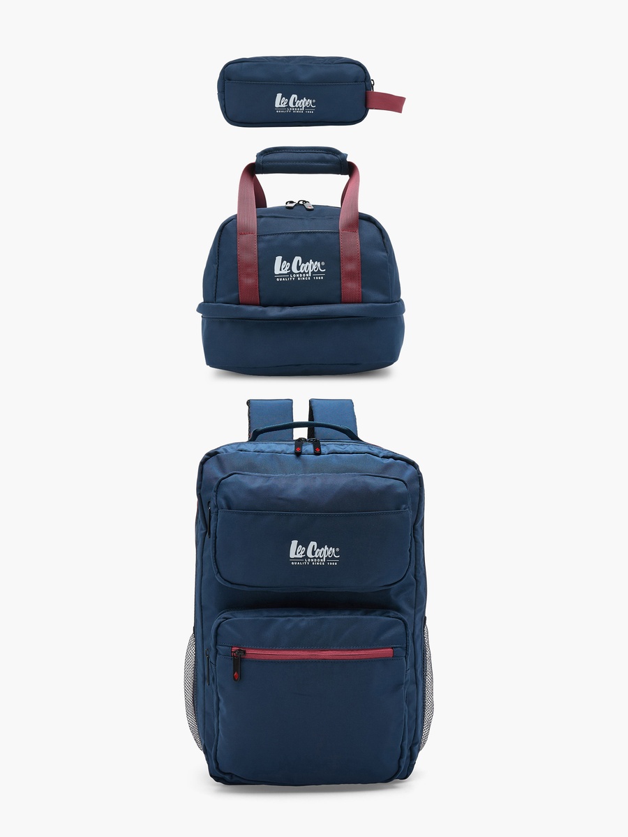 Logo Print 3-Piece School Backpack with Lunch Bag and Pouch