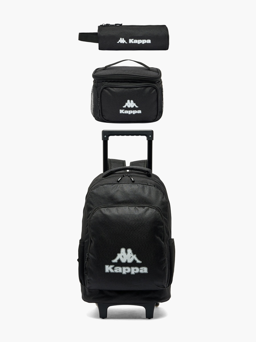 Logo Print 3-Piece School Trolley Bag Set with Lunch Bag and Pencil Pouch