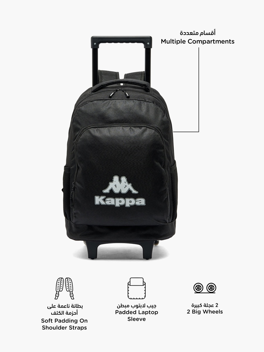 Logo Print 3-Piece School Trolley Bag Set with Lunch Bag and Pencil Pouch