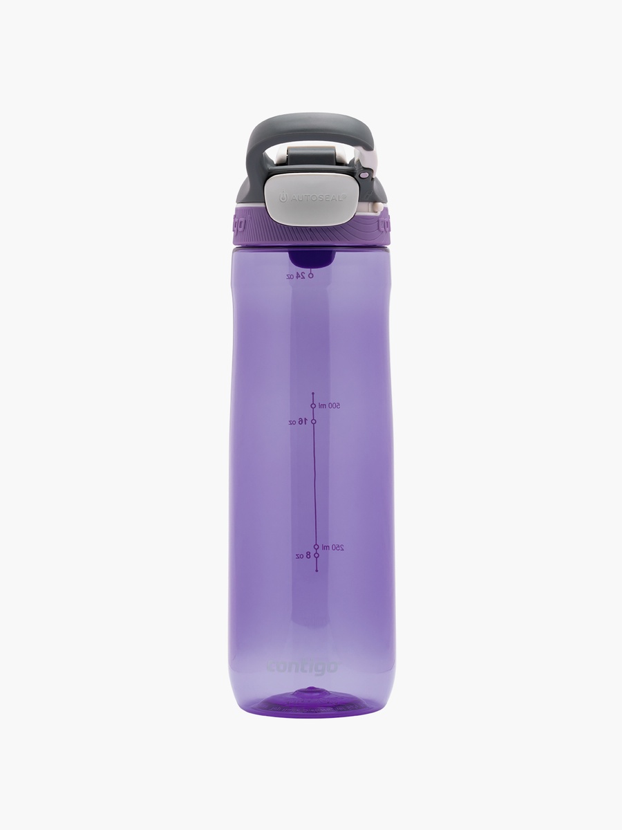 زجاجة مياه بلاستيكية سادة مع ماصة وتصميم مانع للتسرب سعة 720 مل من كونتيجو